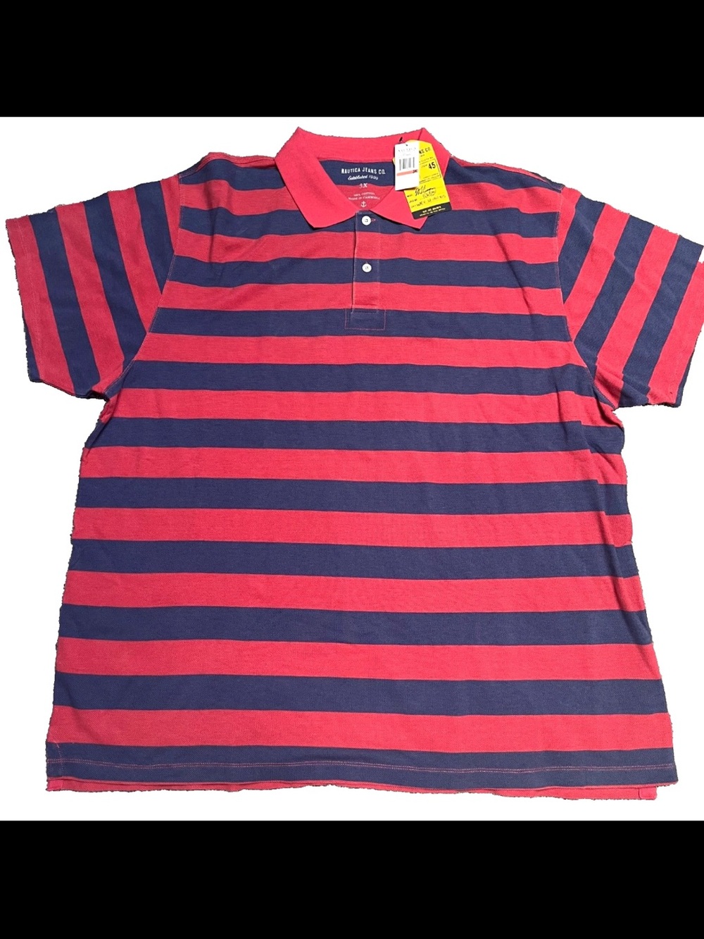 Vintage Nautica Jeans Co Polo Shirt Men’s 3X NWT Red Blue Striped Big Tall Y2K